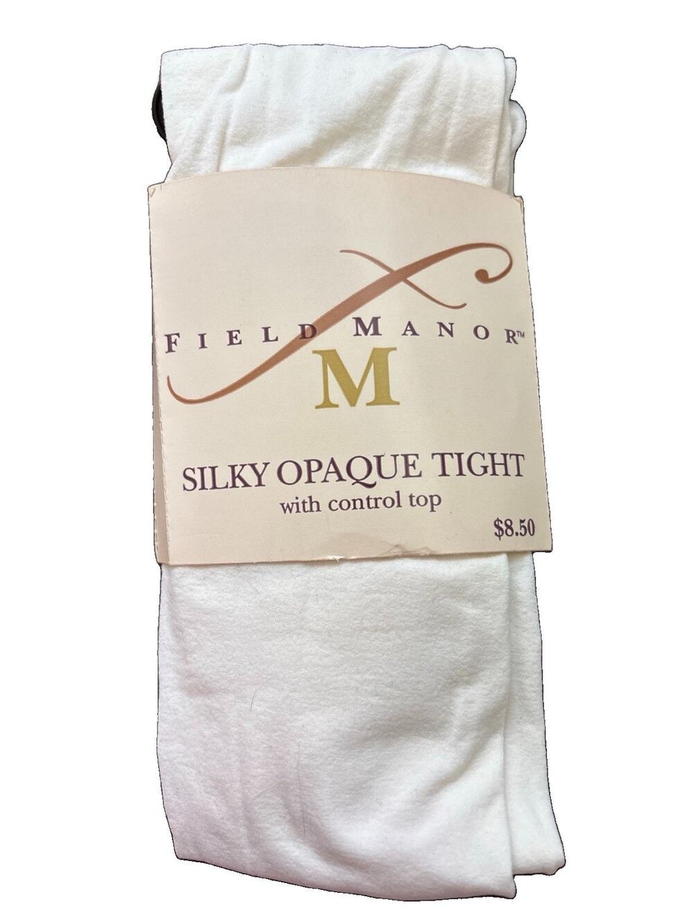 Marshall Fields Silky Opaque Ivory Tights Field Manor Size Small Control Top NOS